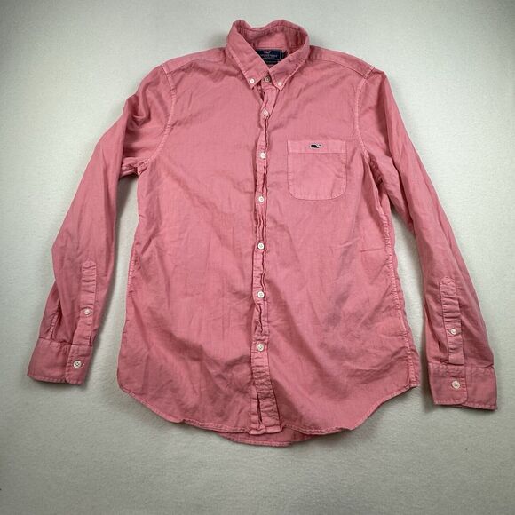 Vineyard Vines Shirt Mens Medium Pink Slim Fit TUCKER Shirt Silk Blend Button Up - Picture 1 of 12